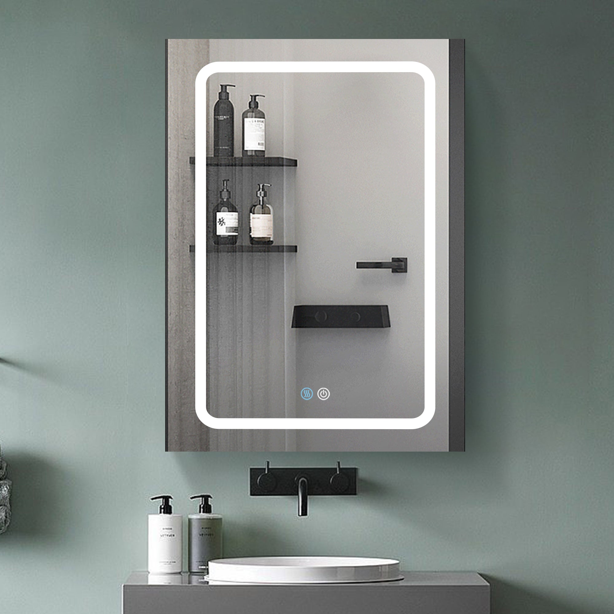 30x20 inch LED Bathroom Medicine Cabinet Surface white-classic-modern-aluminium