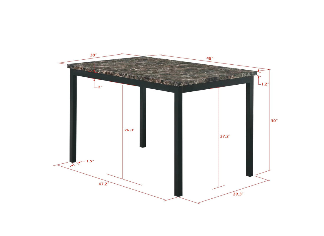 Faux Marble Top Metal Frame Dinette Table Black Metal