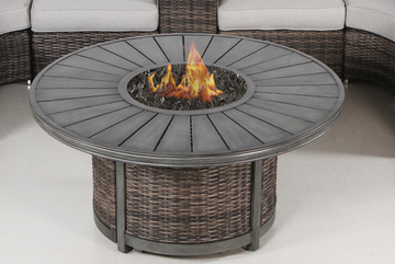 Living Source International 25 H X 52 W Propane Outdoor Fire Pit Table Brown Garden & Outdoor Modern Stone Aluminium