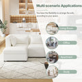 Free Combined Sectional Sofa 5 Seater Modular Couches With Storage Ottoman, 5 Pillows For Living Room, Bedroom, Office, Cream Cream Foam Chenille