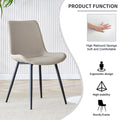 Light Gray Artificial Leather Backrest Cushion Dining Chair, Black Metal Legs, Curved Widened Cushion Design For More Comfort, Suitable For Restaurants, Kitchens, Bedrooms, Offices. 6 Chairs 0502 Light Gray Faux Leather