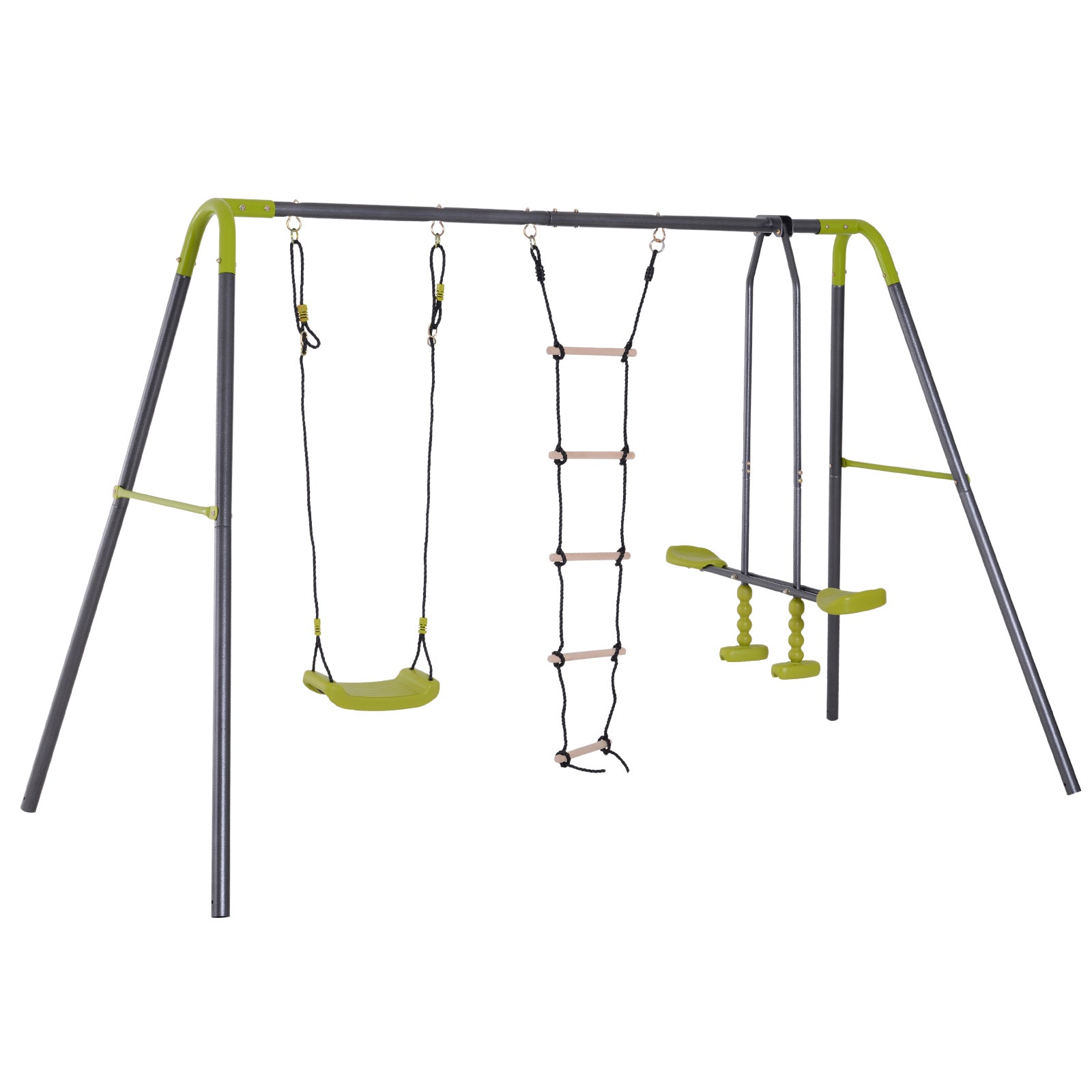 3 in 1 Kids Metal Swing Set for Backyard with