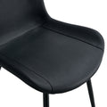 Black Artificial Leather Backrest Cushion Dining Chair, Black Metal Legs, Curved Widened Cushion Design For More Comfort, Suitable For Restaurants, Kitchens, Bedrooms, Offices. 4 Chairs 0502 Black