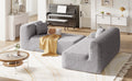 Modern Large L Shape Modular Sectional Sofa For Living Room, Bedroom, Salon, 2 Piece Free Combination, Simplified Style Gray Polyester 3 Seat