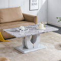 Modern Luxury Imitation Marble Light Gray Tea Table Coffee Table, Paired With Silver Stainless Steel Decorative Strips. Computer Desk. Game Table. Ct 1280 Light Grey Mdf