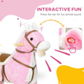 Rocking Horse With Sound, Ride On Horse With Saddle, Toddler Rocker, Gift For 3 8 Year Old, Pink Pink Wood