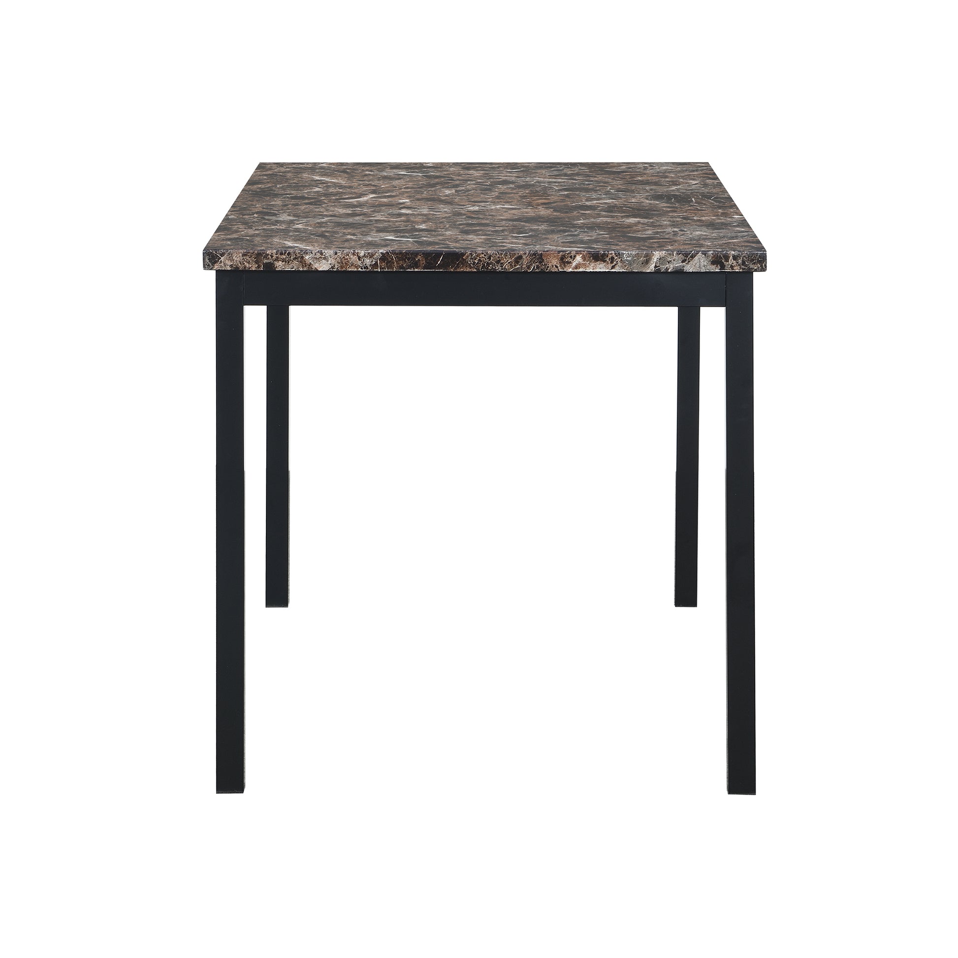 Faux Marble Top Metal Frame Dinette Table Black Metal