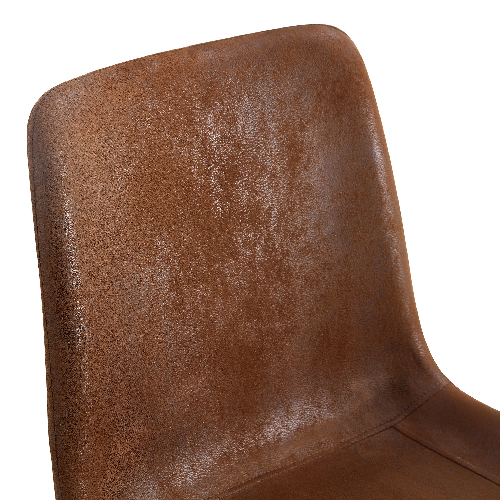 Brown Suede Backrest Cushion Dining Chair, Black Metal Legs, Curved Widened Cushion Design, More Comfortable, Suitable For Restaurants, Kitchens, Bedrooms, Offices. 6 Chairs 0502 Brown Suede