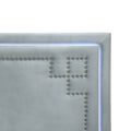 Queen Size Upholstered Platform Bed With Rivet Decorated Headboard, Led Bed Frame And 4 Drawers, Gray Gray Velvet
