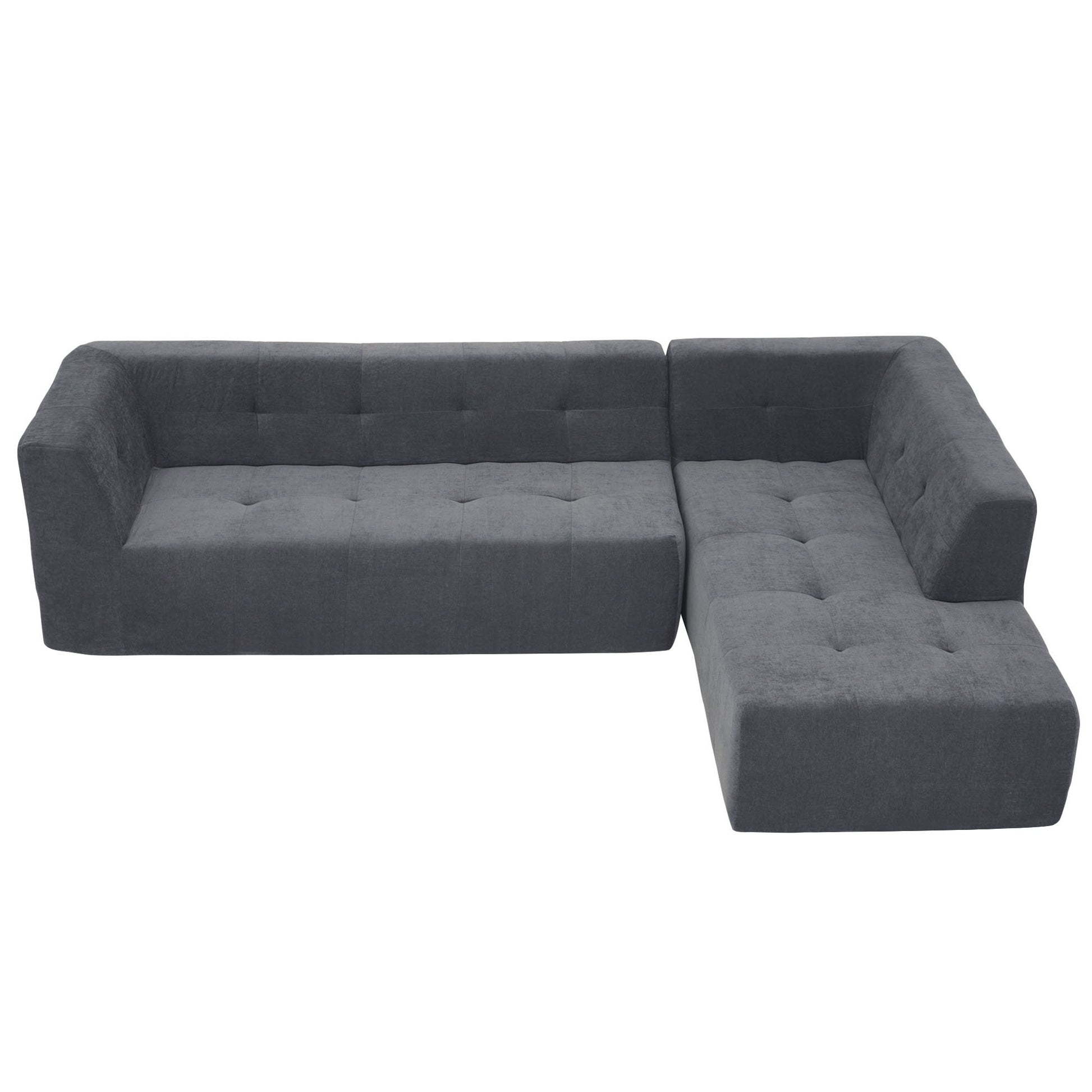 110.2*72.8" Modular Modular Combination Living Room Sofa Set, Modern Minimalist Sofa, Living Room Upholstered Sofa Bed, Bedroom, 3Pcs Computer Free Combination, L Shaped,Dark Grey Dark Grey Foam Chenille 3 Seat