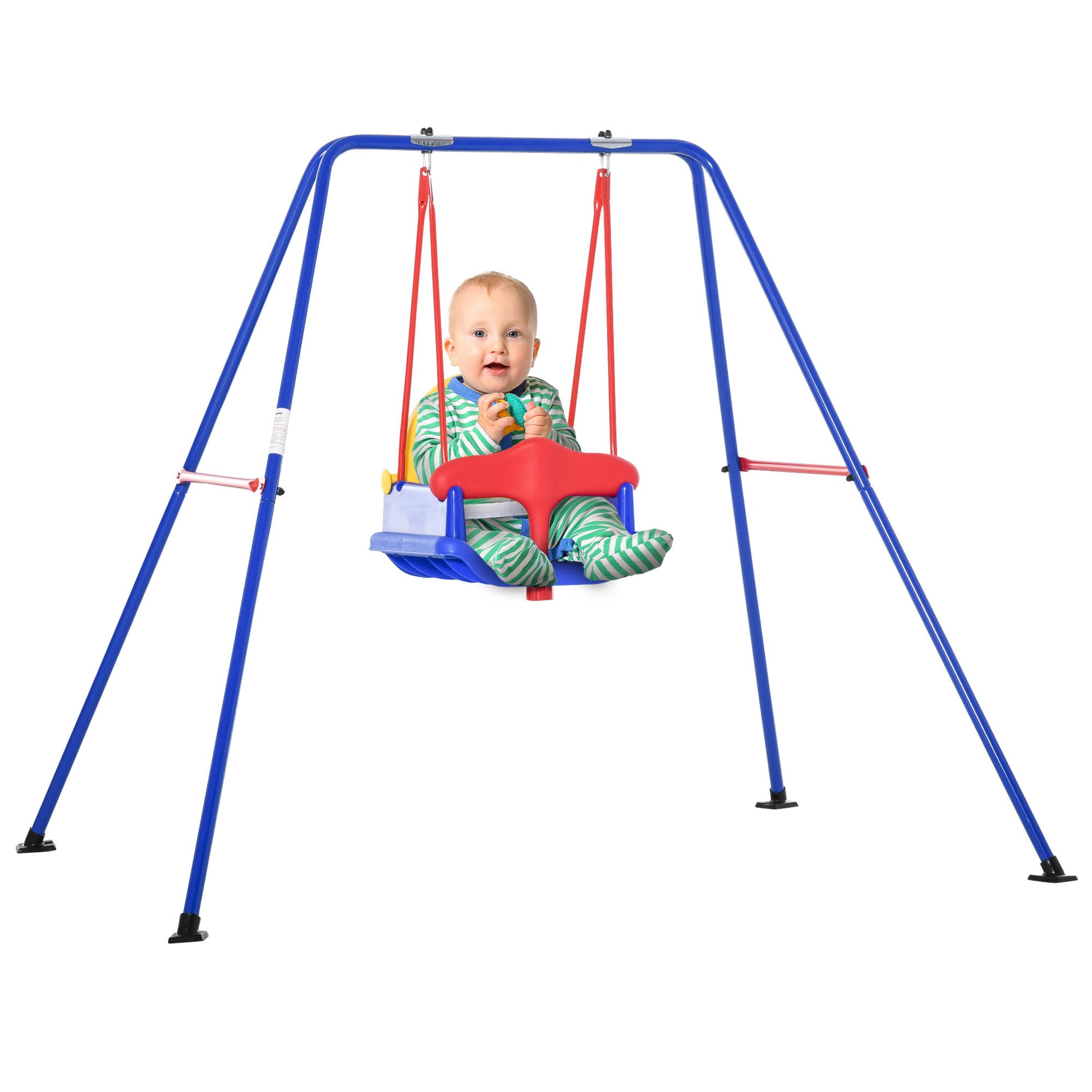 Baby Swing Set For Backyard Indoor Outdoor, Solid Metal Frame With Baby Seat Harness For Kid Age 6 36 Months Multi Metal