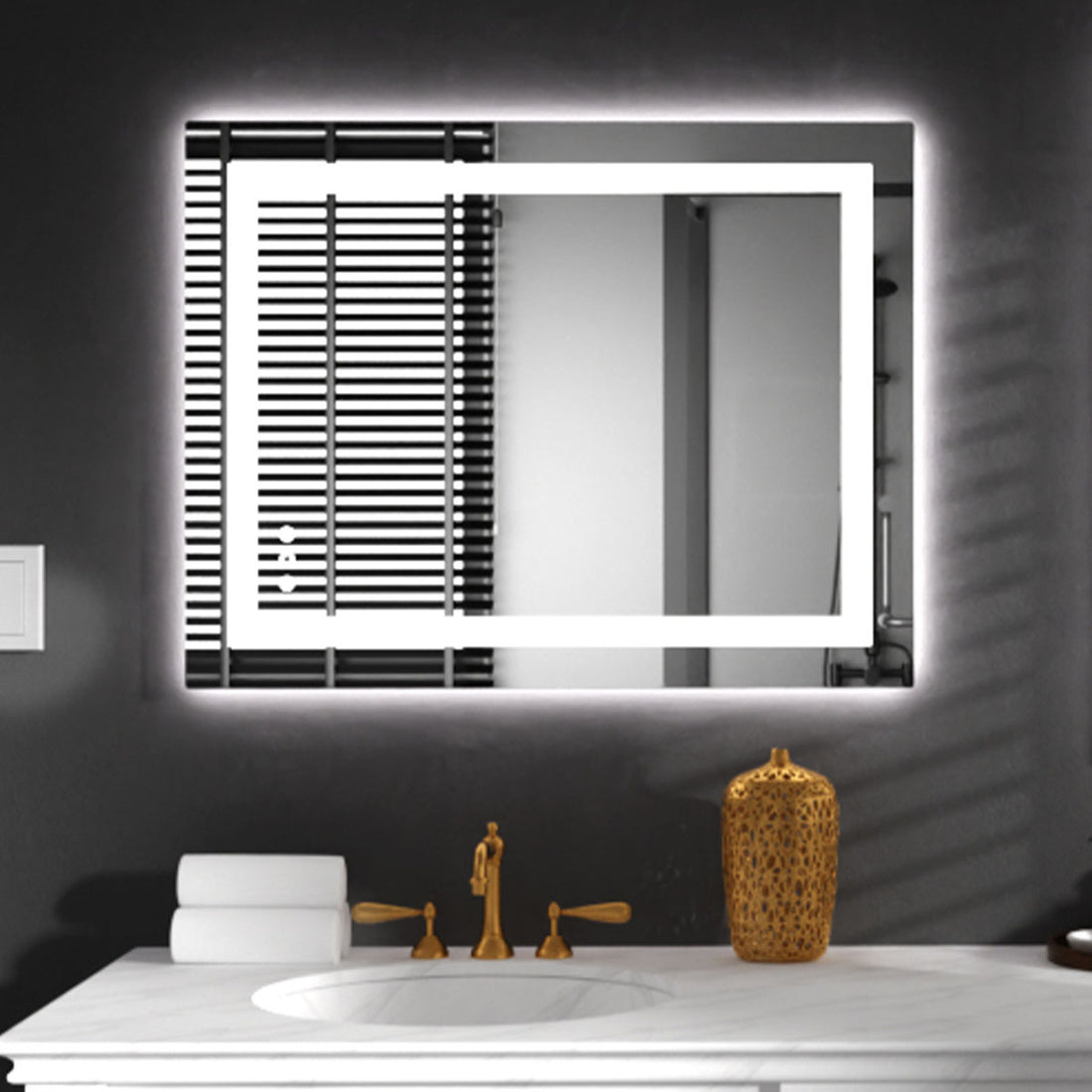 LED Mirror for Bathroom 28x36 with Lights, Anti Fog transparent-glass