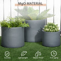 Set Of 3 Outdoor Planter Set, 13 11.5 9In, Mgo Flower Pots With Drainage Holes, Outdoor Ready & Stackable Plant Pot For Indoor, Entryway, Patio, Yard, Garden Dark Gray Magnesium Oxide