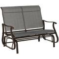 2 Person Outdoor Glider Bench Patio Glider Loveseat Chair With Powder Coated Steel Frame 2 Seats Porch Rocking Glider For Backyard, Lawn, Garden And Porch, Mixed Grey Gray Steel