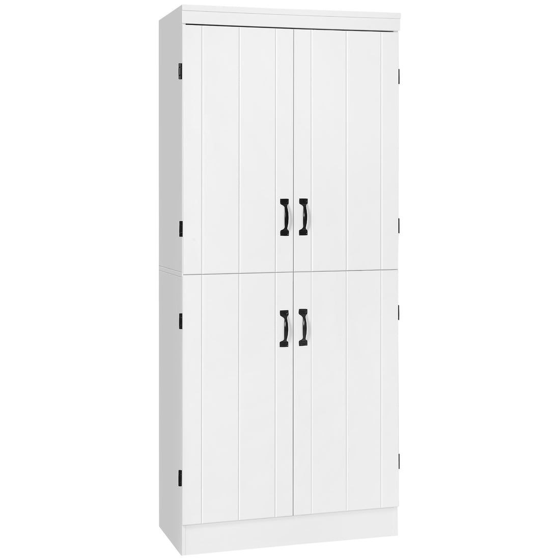 70" Kitchen Pantry, Tall Freestanding Storage Cabinet, 6 Tier Shelving With 2 Adjustable Shelves And 4 Doors For Dining Room, White White Mdf