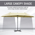 14Ft Patio Umbrella Double Sided Outdoor Market Extra Large Umbrella With Crank, Cross Base For Deck, Lawn, Backyard And Pool, Off White White Polyester