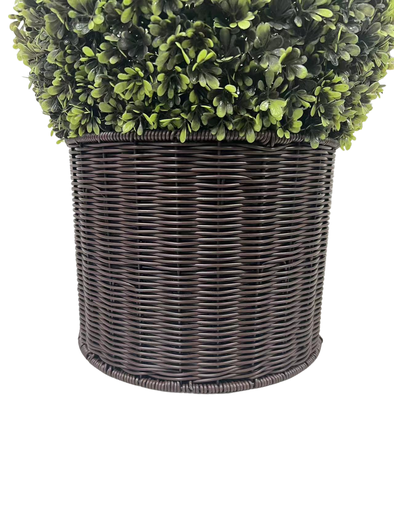 20" Ball Topiary In Woven Pot, Artificial Faux Plant For Indoor And Outdoor Green Plastic