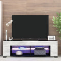 Tv Stand For 32 60 Inch Tvs Modern Low Profile Black Stone Grey Entertainment Center With Led Lights 57 Inch Small Tv Console Media Table With Glass Shelves And Hidden Side Bookshelf For Living Room Black Gray Gray Primary Living Space 50 59 Inches 50 59