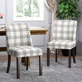 Dining Chair Grey Plaid Fabric