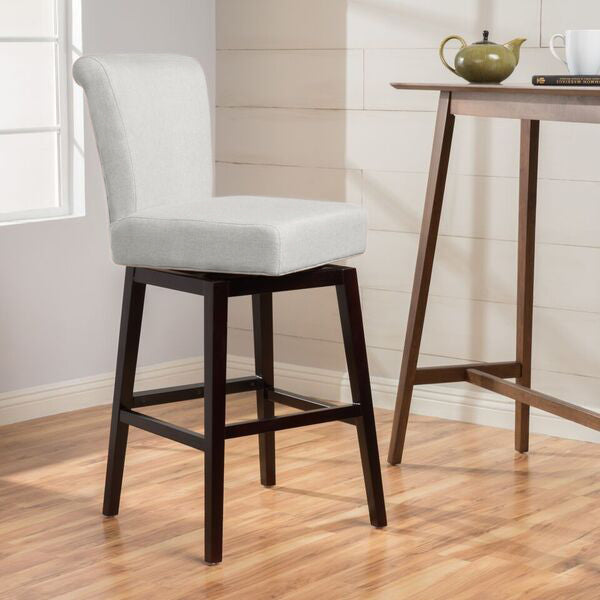 Swivel Counter Stool Beige Black Fabric