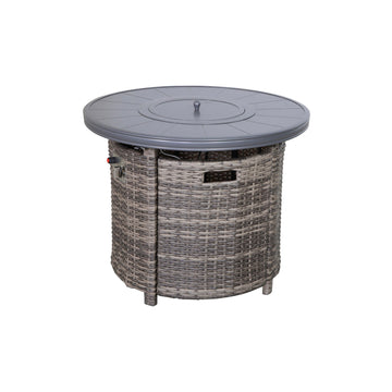 25" H X 32" W Aluminum Outdoor Fire Pit Table With Lid Mixed Gray Grey Mix Modern Aluminium