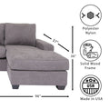 Grey L Shaped Sectional Sofas For Living Room, Modern Reversible Sectional Couches For Bedrooms, Apartment With Solid Wood Frame Polyester Nylon Grey Wood Foam Polyester