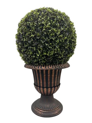 24" Ball Topiary in Bronze Pedestal Pot,