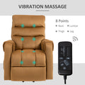 Power Lift Chair, Velvet Touch Upholstered Recliner Chair For Elderly With Vibration Massage, Remote Control, Side Pockets, Brown Brown Polyester