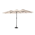 14.8 Ft Double Sided Outdoor Umbrella Rectangular Large With Crank Khaki No Khaki Garden & Outdoor Steel
