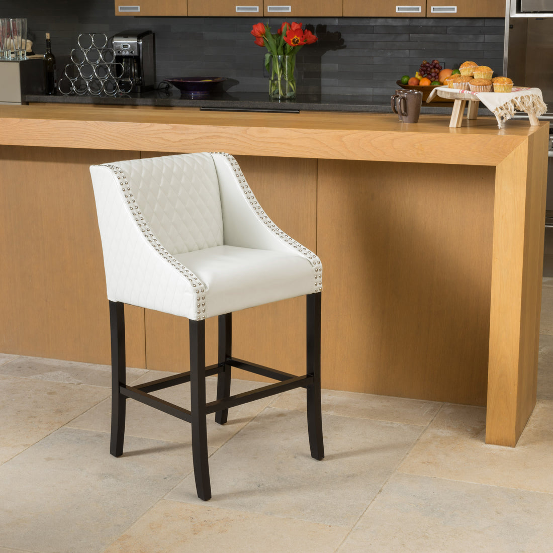 Eaton Barstool Ivory Leather