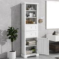 Tall Bathroom Storage Cabinet,Cabinet With One Door And Two Drawers, Freestanding Storage Adjustable Shelf, Mdf Board,White White Mdf