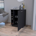 Bar Cart Cisco, Living Room, Black black-particle board-engineered wood