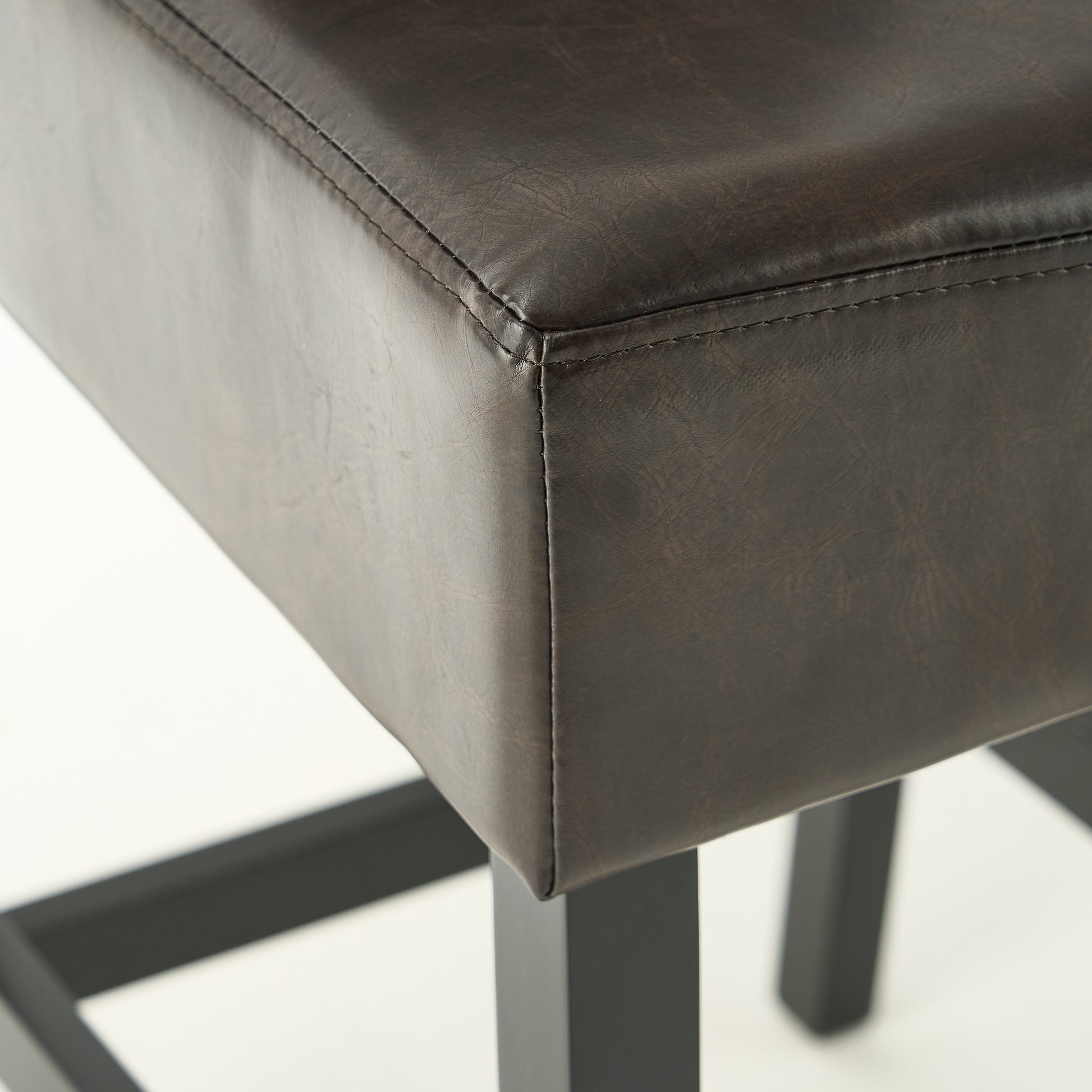 Set Of 2 26" Portman Bonded Leather Counter Height Barstool, Brown Brown Set Of 2 Leather