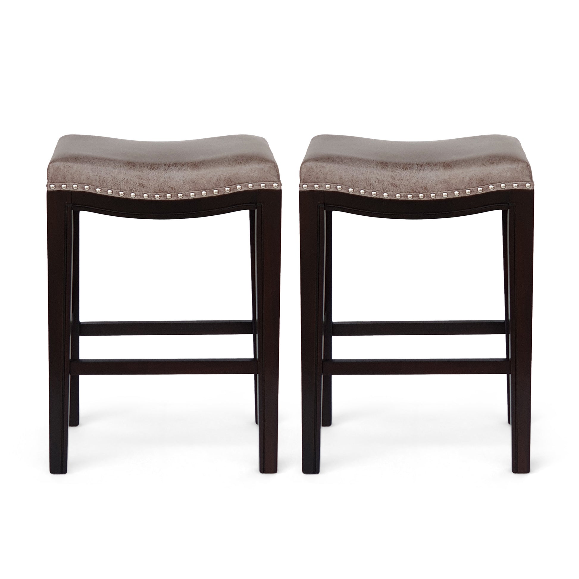 Tiffin Studded Counter Stool Mp2 Set Of 2 Grey Fabric