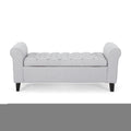 Hayes Armed Storage Bench Light Grey Fabric