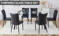 Table And Chair Set. 1 Table And 4 Black Chairs. Glass Dining Table With 0.31 Inch Tempered Glass Tabletop And Black Coated Metal Legs. Equipped With Black Pu Chairs 1123 008 Transparent Glass