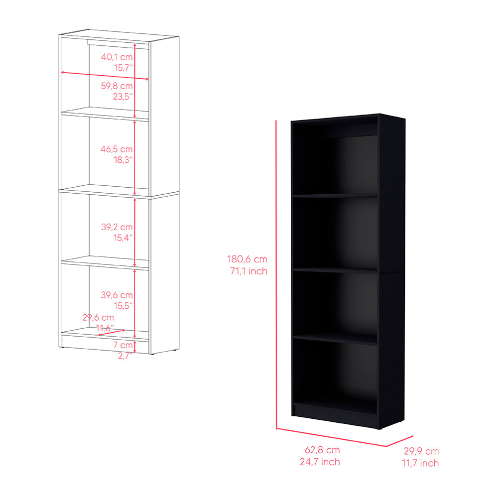 Bookcase Benzoni, Office, Black Black Particle Board Engineered Wood