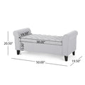 Hayes Armed Storage Bench Light Grey Fabric