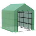 Walk In Greenhouse For Outdoors With Roll Up Zipper Door, 18 Shelves, Pe Cover, Small & Portable Build, Heavy Duty Humidity Seal, 95.25