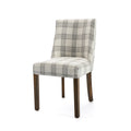 Dining Chair Grey Plaid Fabric