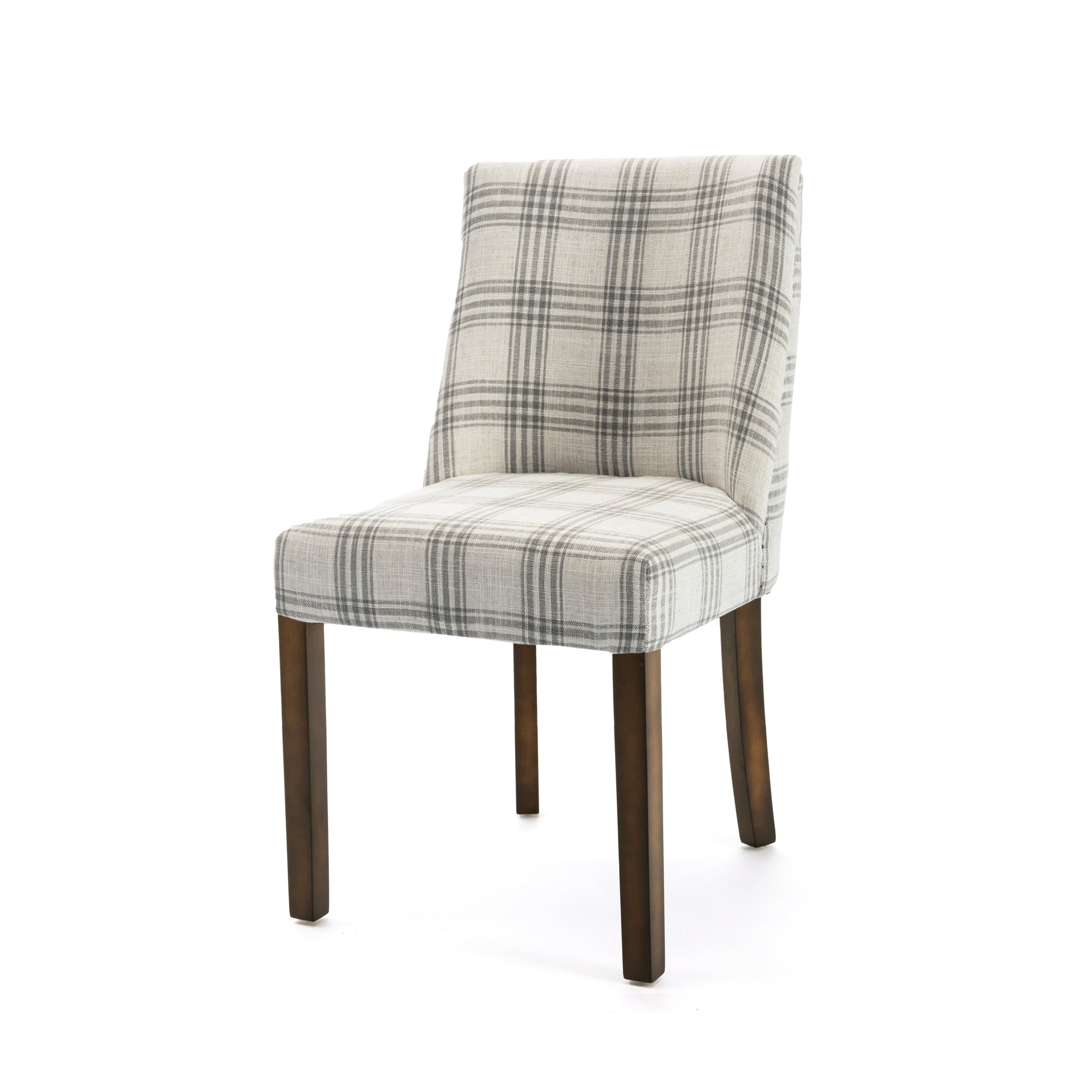 Dining Chair Grey Plaid Fabric