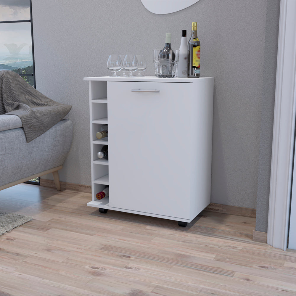 Bar Cart Cisco, Living Room, White white-particle board-engineered wood