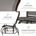 2 Person Outdoor Glider Bench Patio Glider Loveseat Chair With Powder Coated Steel Frame 2 Seats Porch Rocking Glider For Backyard, Lawn, Garden And Porch, Mixed Grey Gray Steel