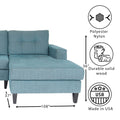 Blue L Shaped Sectional Sofas For Living Room, Modern Sectional Couches For Bedrooms, Apartment With Solid Wood Frame Polyester Nylon Blue Wood Foam Polyester