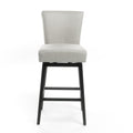 Swivel Counter Stool Beige Black Fabric