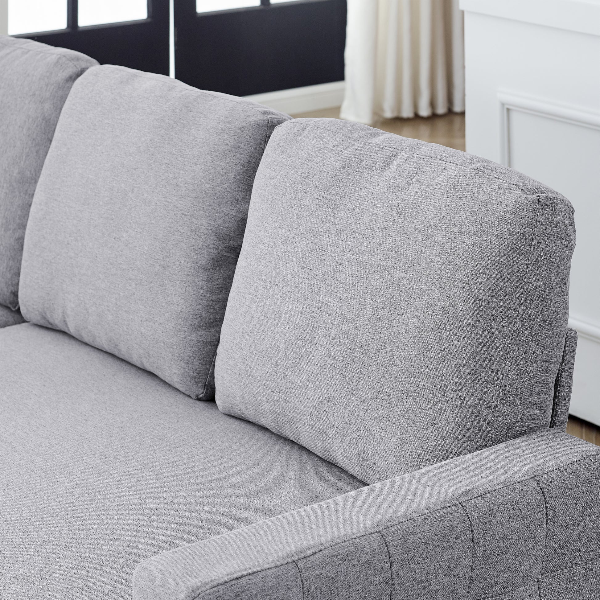 Fx 78.8" Reversible Sleeper Combo Sofa With Pullout Bed, Comfortable Linen L Shaped Combo Sofa Sofa Bed, Living Room Furniture Sets For Tight Spaces Light Gray Linen Wood Primary Living Space Foam Fabric 3 Seat