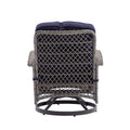 3 Pieces Outdoor Swivel Rocker Patio Chairs, 360 Degree Rocking Patio Conversation Set With Thickened Cushions And Glass Coffee Table For Backyard, Navy Blue Navy Blue Steel