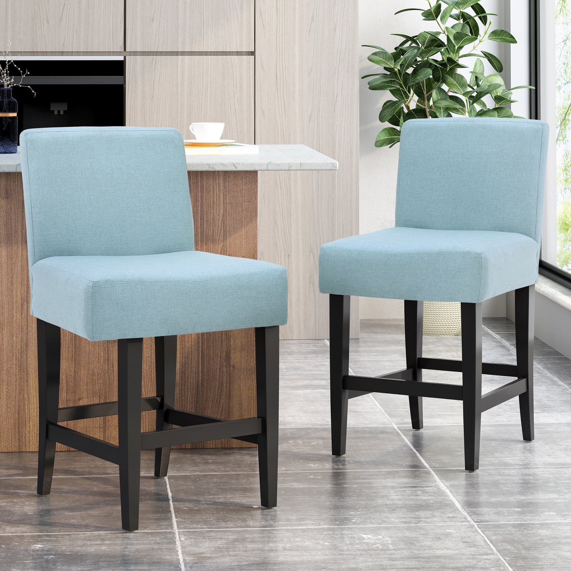 Zuma Kd Counter Stool Light Blue Fabric