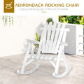 Outdoor Wooden Rocking Chair, Rustic Adirondack Rocker With Slatted Seat, High Backrest, Armrests For Patio, Garden, And Porch, Large, White White Wood