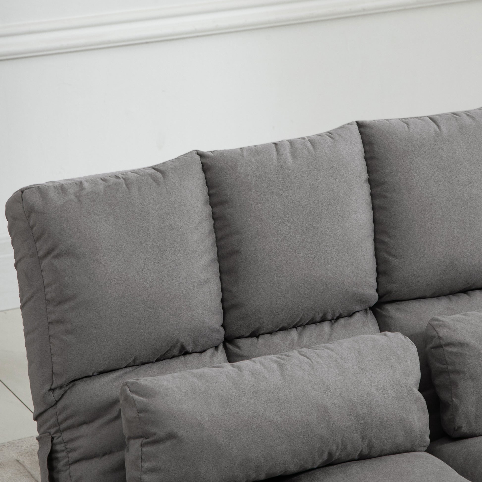 Convertible Floor Sofa Chair, Folding Couch Bed, Guest Chaise Lounge With 2 Pillows, Adjustable Backrest And Headrest, Dark Gray Dark Gray Polyester